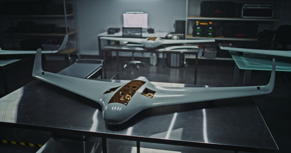 Warehouse shelves with electronic components